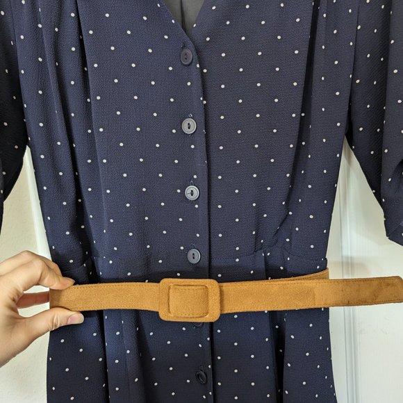 Classic Navy polka dot dress * Canadian Designer - Picture 2 of 4
